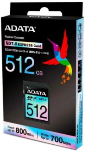 A-Data Premier Extreme SDXC 7.0 Express Card / Speed Class: PCIe Gen3 x1 / U3 / C10 / V30 - 512GB