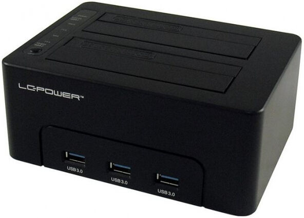 LC-Power LC-DOCK-U3-HUB - USB 3.0 Dual Bay HDD Docking Station mit Kopierfunktion und 3-Port-USB 3.0-Hub