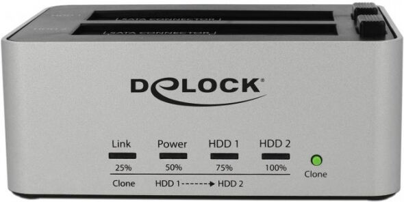 DeLock 63991 - USB 3.0 Dual Dockingstation für 2 x SATA HDD / ssD mit Klon Funktion im Metallgehäuse