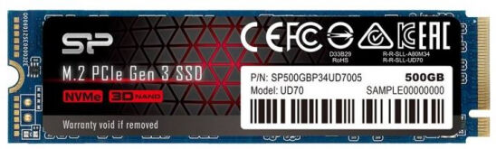 Silicon Power UD70 SSD (SP500GBP34UD7005) - M.2 2280 PCIe 3.0 x4 NVMe - 500GB