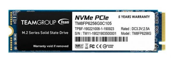 Team Group MP33 SSD (TM8FP6256G0C101) - M.2 2280 PCIe 3.0 x4 NVMe - 256GB