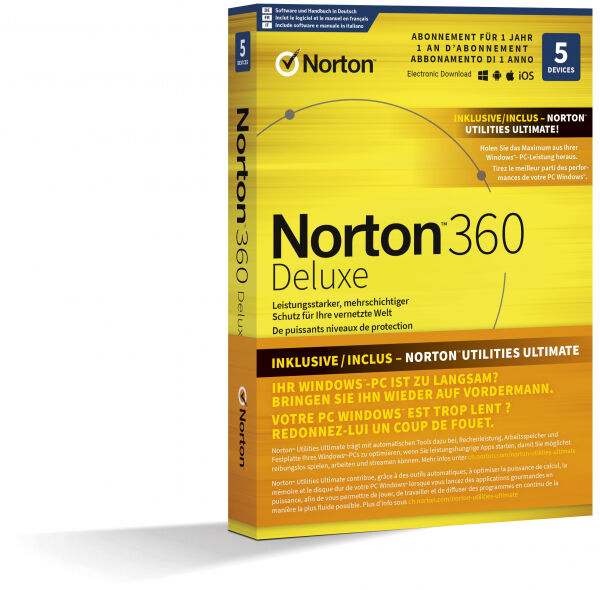 Symantec Norton - 360 Deluxe + Utilities Ultim. 50GB 5Dev 12MO [PC/Mac/Android/iOS] (D/F/I)