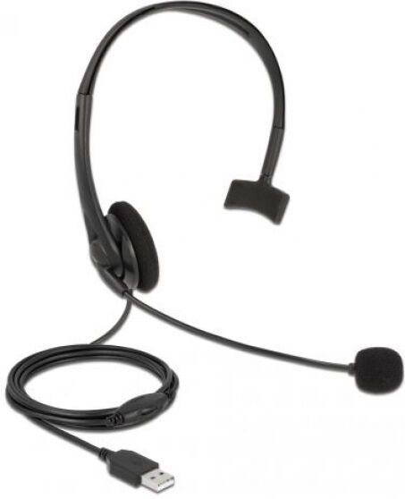 DeLock 27177 - USB Mono Headset mit Lautstärkeregler für PC und Notebook - Ultra-Leicht