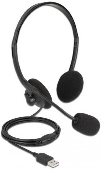 DeLock 27178 - USB Stereo Headset mit Lautstärkeregler für PC und Notebook - Ultra-Leicht