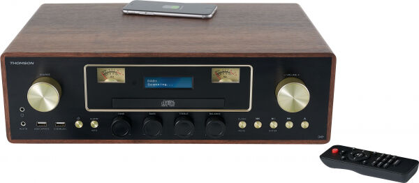 Thomson - CD/MP3/USB Micro System With Wireless MIC256IDABBT - wood/brown