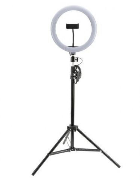 4smarts LED Selfie Ringlicht Tripod gross - Tisch-Stativ mit Ringleuchte und universeller Smartphone-Halterung