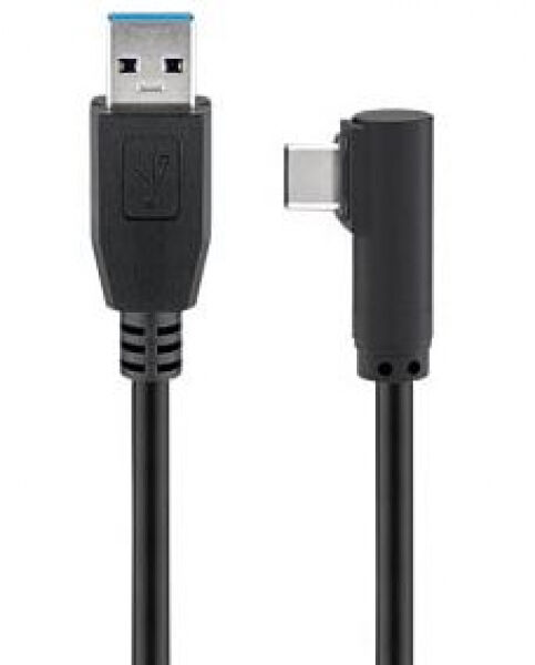 goobay 66501 - Kabel USB-A 3.0 Stecker > USB-C Stecker 90 grad gewinkelt - 1m