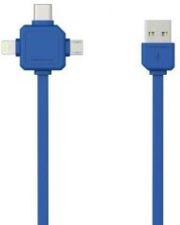 allocacoc 9003BL/USBC15 - USB Ladekabel mit USB-C, Lightning und Micro-USB Anschlüssen - 1.5m