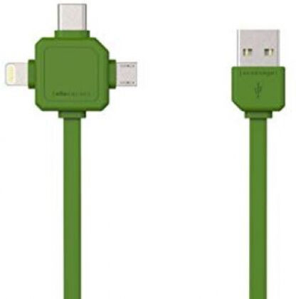 allocacoc 9003GN/USBC15 - USB Ladekabel mit USB-C, Lightning und Micro-USB Anschlüssen - 1.5m