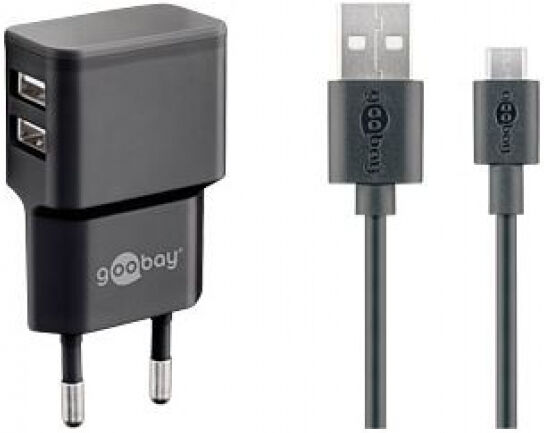 Goobay 44984 - Micro USB Dual Ladeset 2,4 A - Schwarz