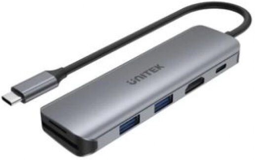 Unitek H1107D - uHUB P5+ 6-in-1 USB-C Hub with HDMI, 100W Power Delivery and Dual Card Reader