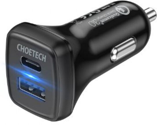 Choetech TC0005 - 36W 2-Port Fast USB Car Charger 18W Power Delivery&Quick Charge 3.0