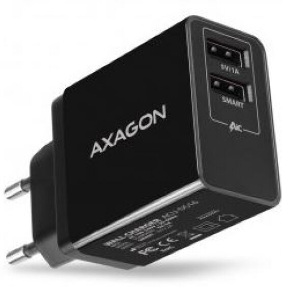 Axagon ACU-DS16 - USB-Ladegerät / 2x USB-A, Smart 5V 1,2A, 16W