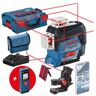 Bosch Powertools Linienlaser GLL 3-80 C Professional, 12Volt, mit GLM 20 (blau/schwarz, Li-Ionen Akku 2,0Ah, in L-BOXX, rote Laserlinien)