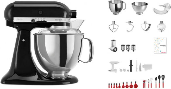 KitchenAid Artisan KSM200 - Küchenmaschine Schwarz glanz - Swiss Anniversary Set