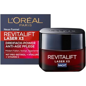 L’Oréal Paris Revitalift Laser X3 Dreifach-Power Anti-Age Nachtpflege mit Pro-Retinol + Hyaluronsäure + Vitamin C Anti-Aging-Gesichtspflege 50 ml