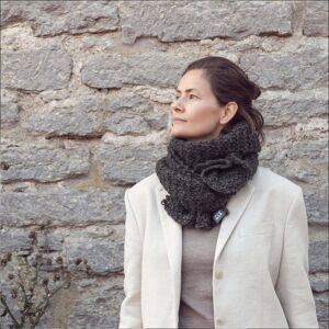 eldblå Shawl Wool Schal  anthracite