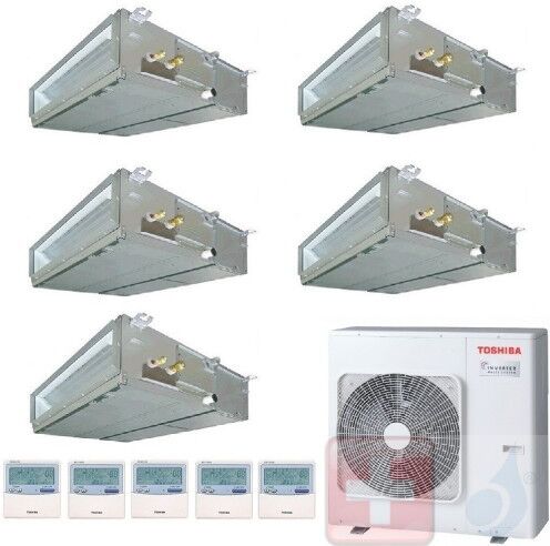 Toshiba Penta Split 9+9+9+12+12 RAS-5M34U2AVG-E Klimageräte Slim R-32 2.5+2.5+2.5+3.5+3.5 kW Kanalgerät WiFi Optional