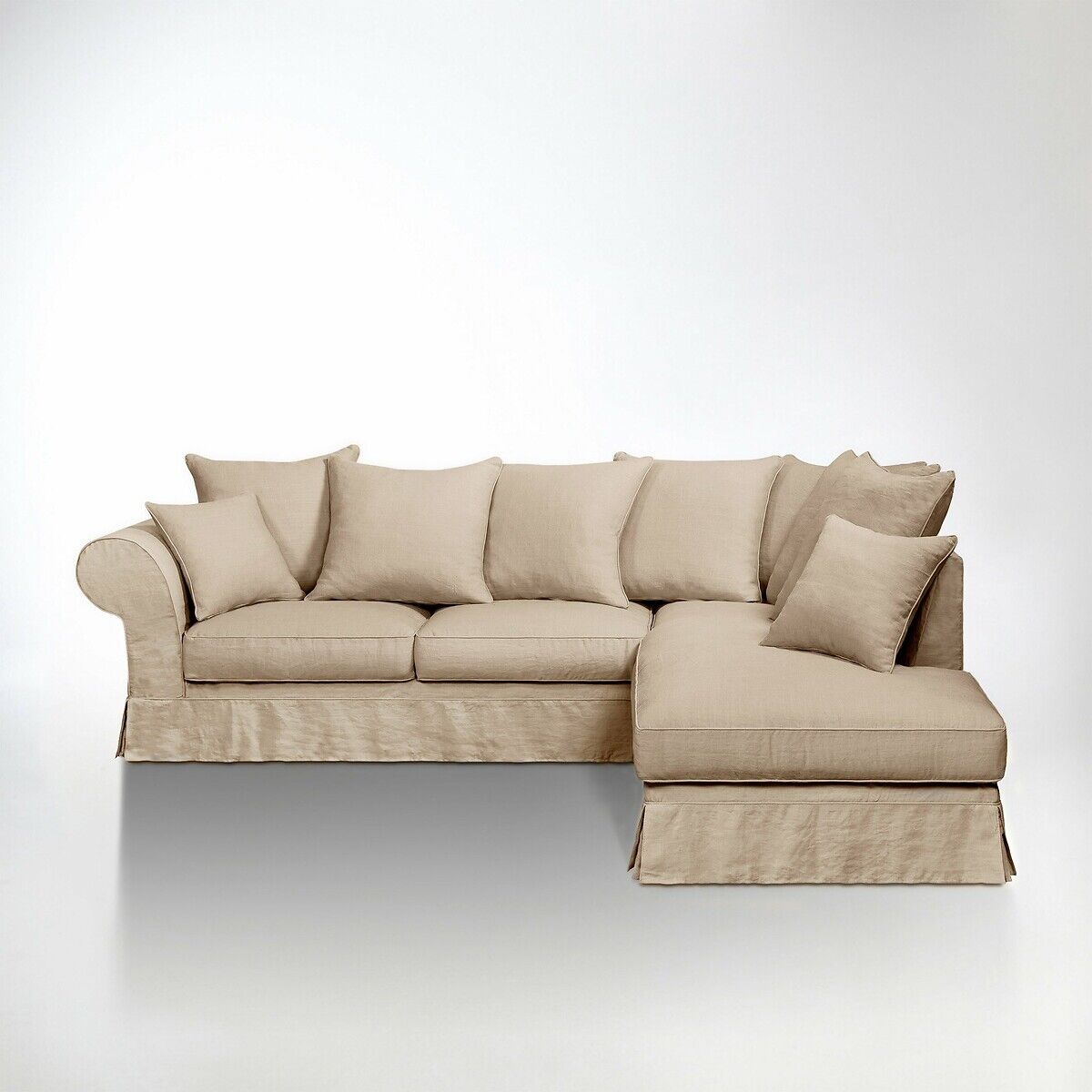 LA REDOUTE INTERIEURS Ecksofa Adelia, dickes Leinen WEISS;BEIGE