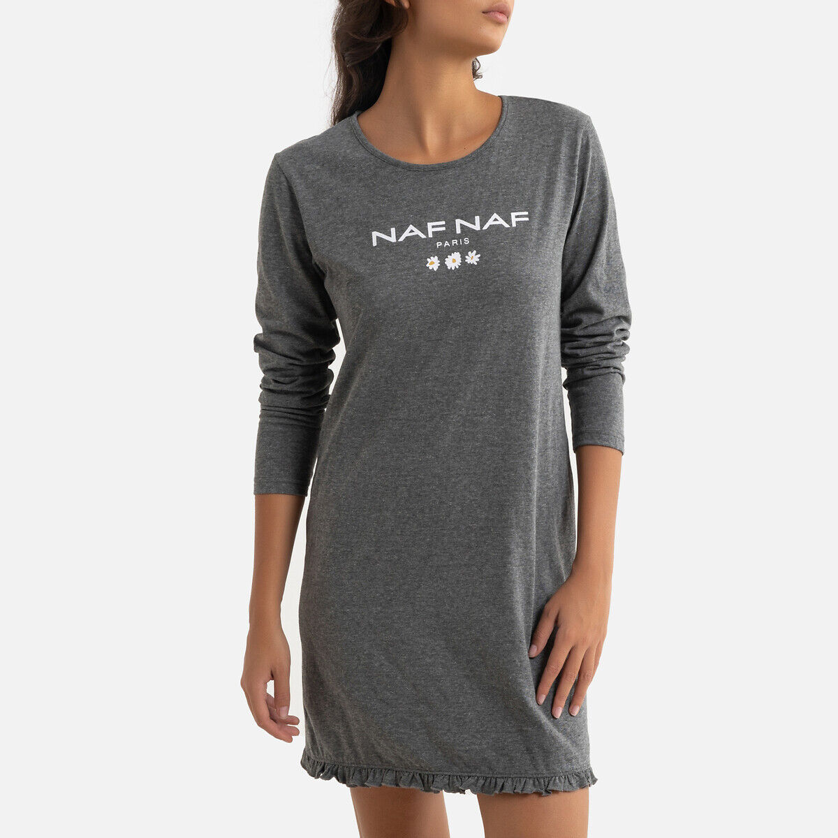 NAF NAF Sleepshirt Daisy Day, Baumwolle GRAU