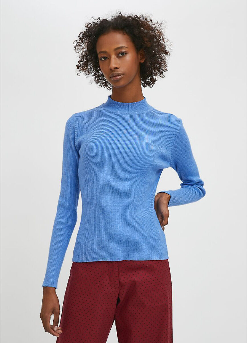 COMPANIA FANTASTICA Pullover mit Stehkragen, figurbetont BLAU