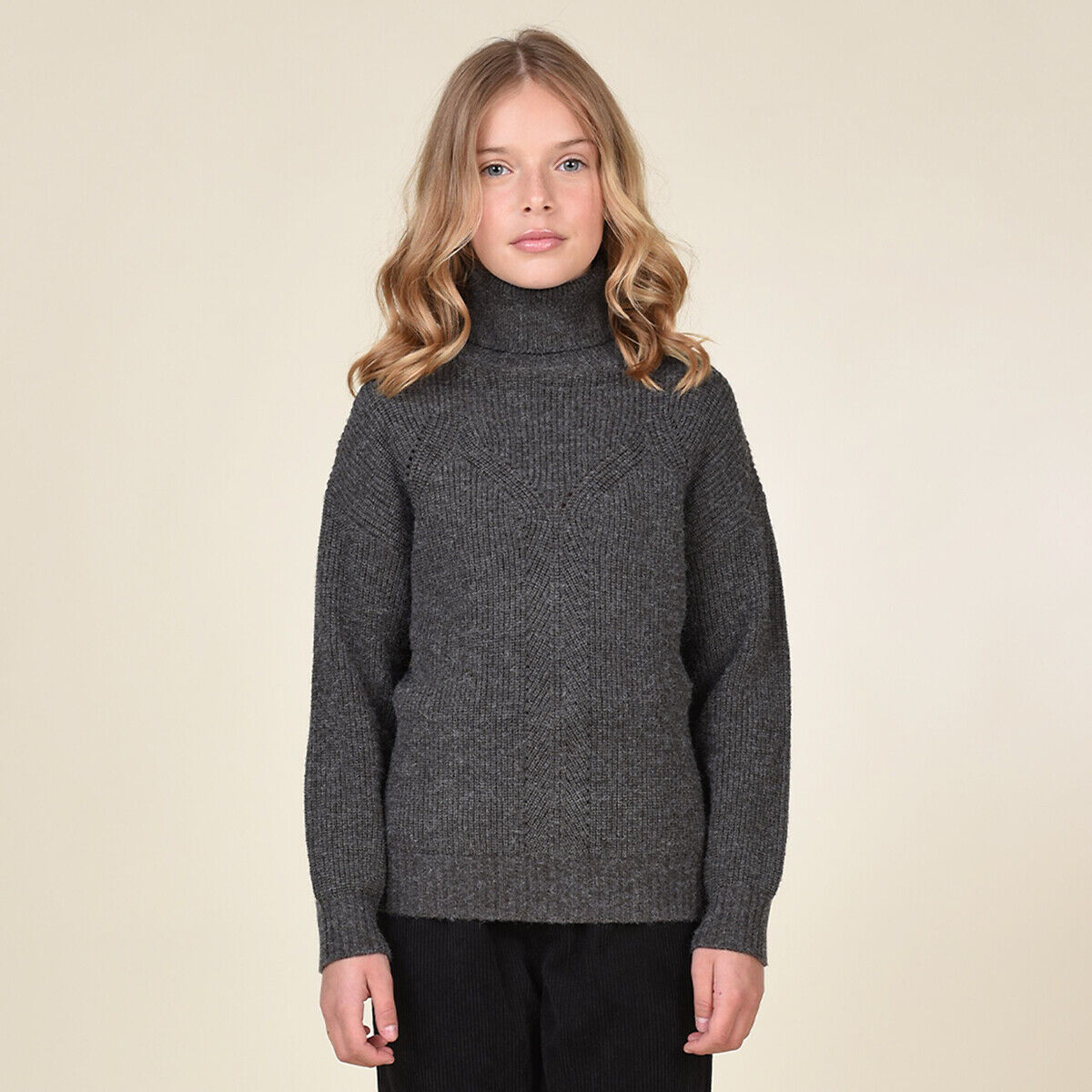 MINI MOLLY Feinstrickpullover mit Rollkragen, 8 - 16 Jahre GRAU