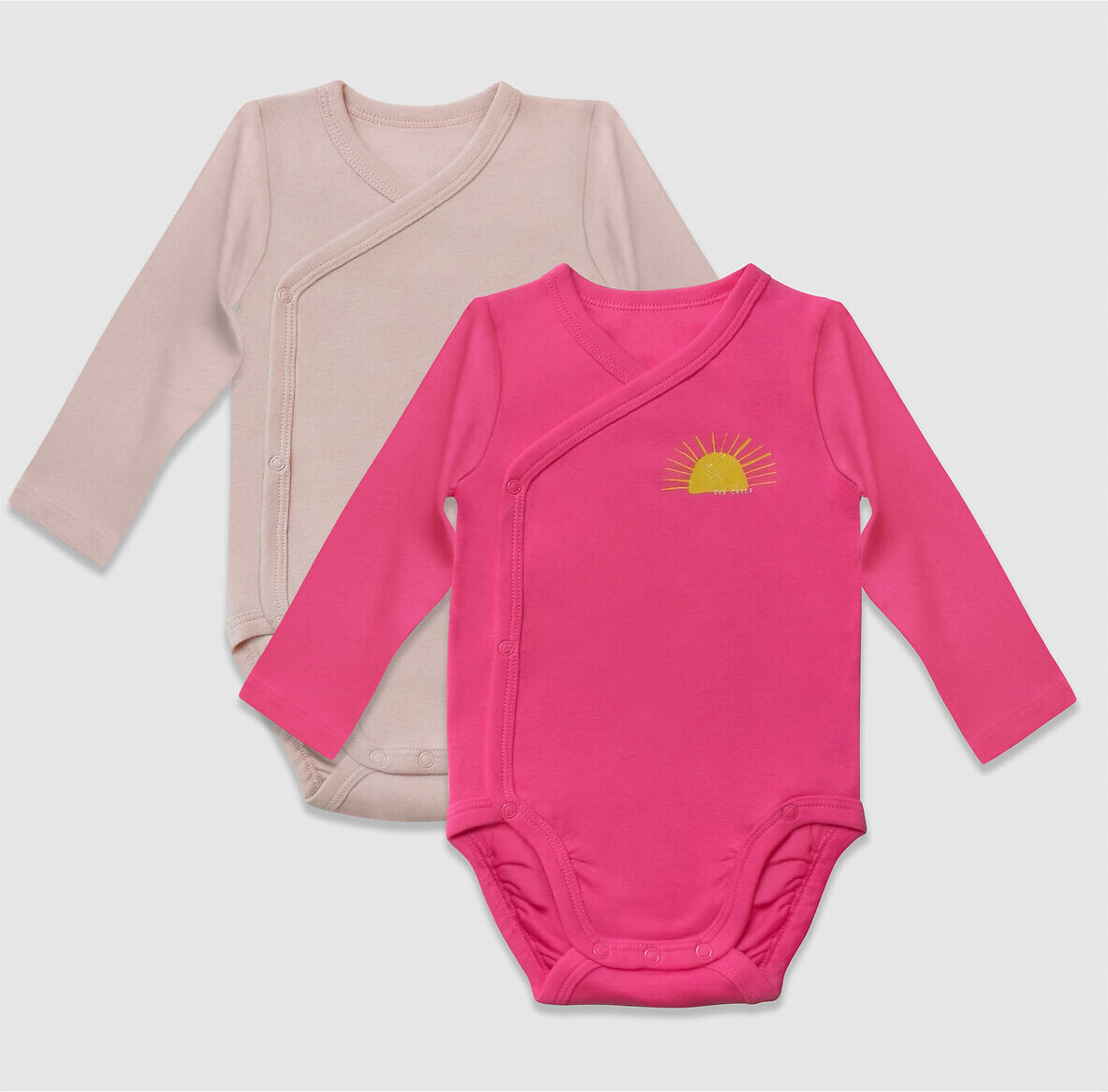 DIM BABY 2er-Pack langärmelige Bodys 1-6 Monate ROSA