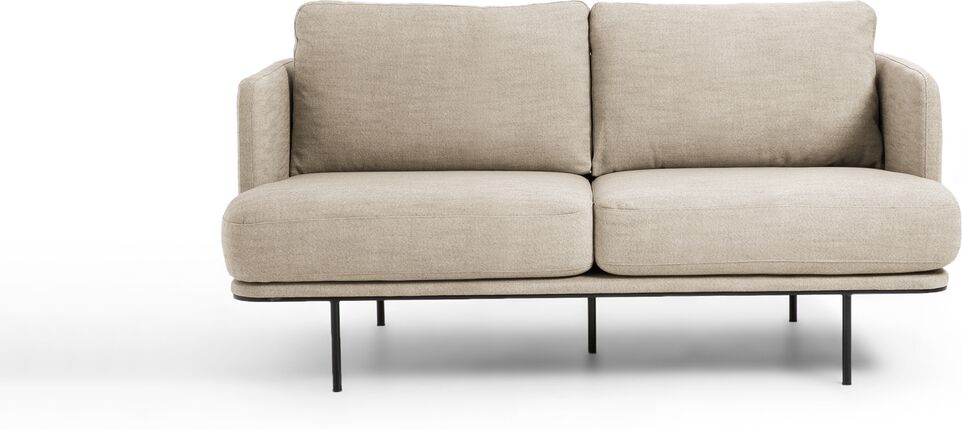 AM.PM 2er-Sofa Antoine, melierter Polyester/Leinen-Mix, Design by E. Gallina BEIGE;GRAU