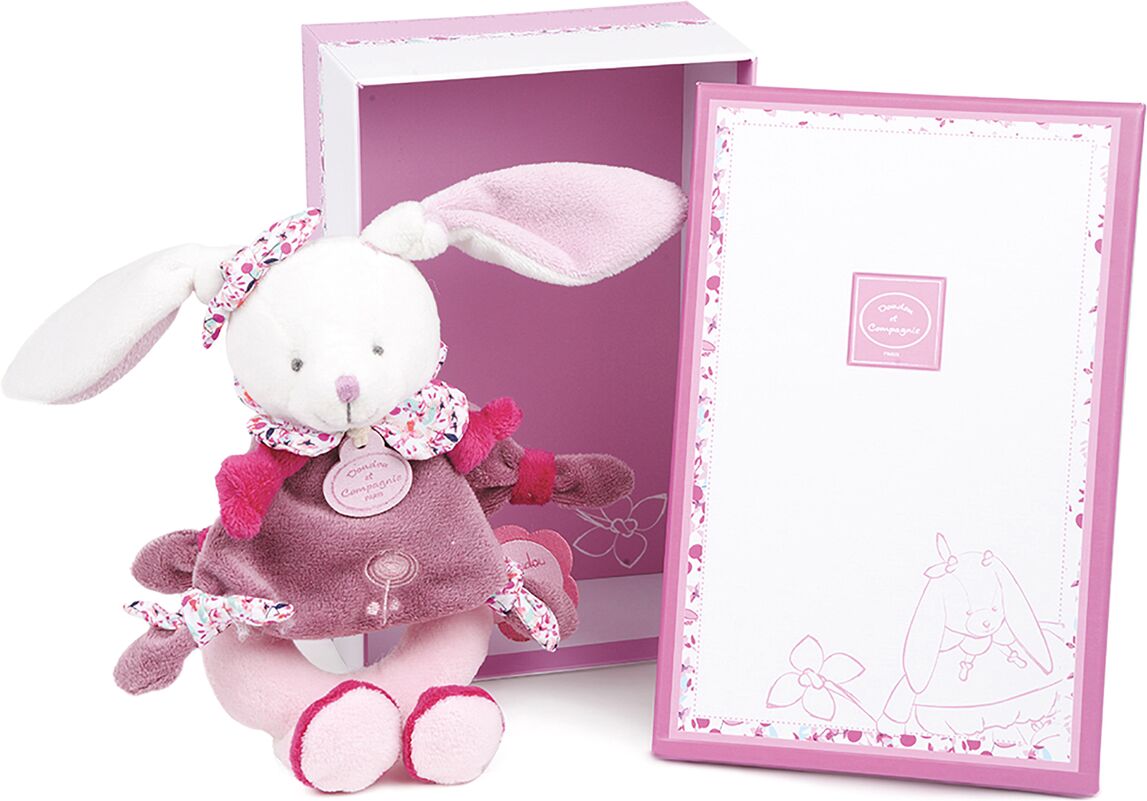 DOUDOU ET COMPAGNIE Rassel-Plüschhase, 19 cm ROSA