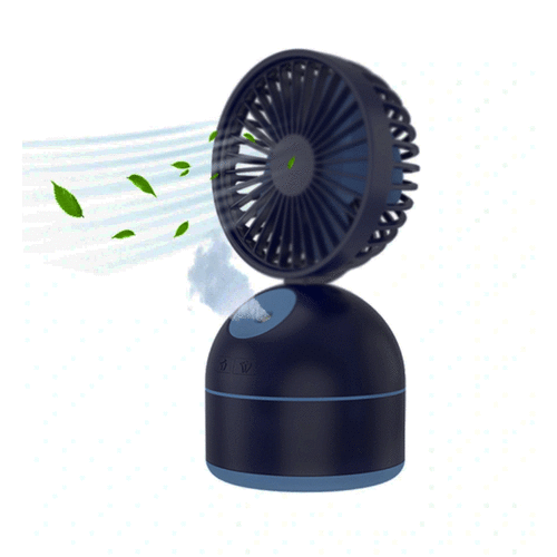 Geschenkidee USB Tischventilator mit Sprühfunktion dunkelblau