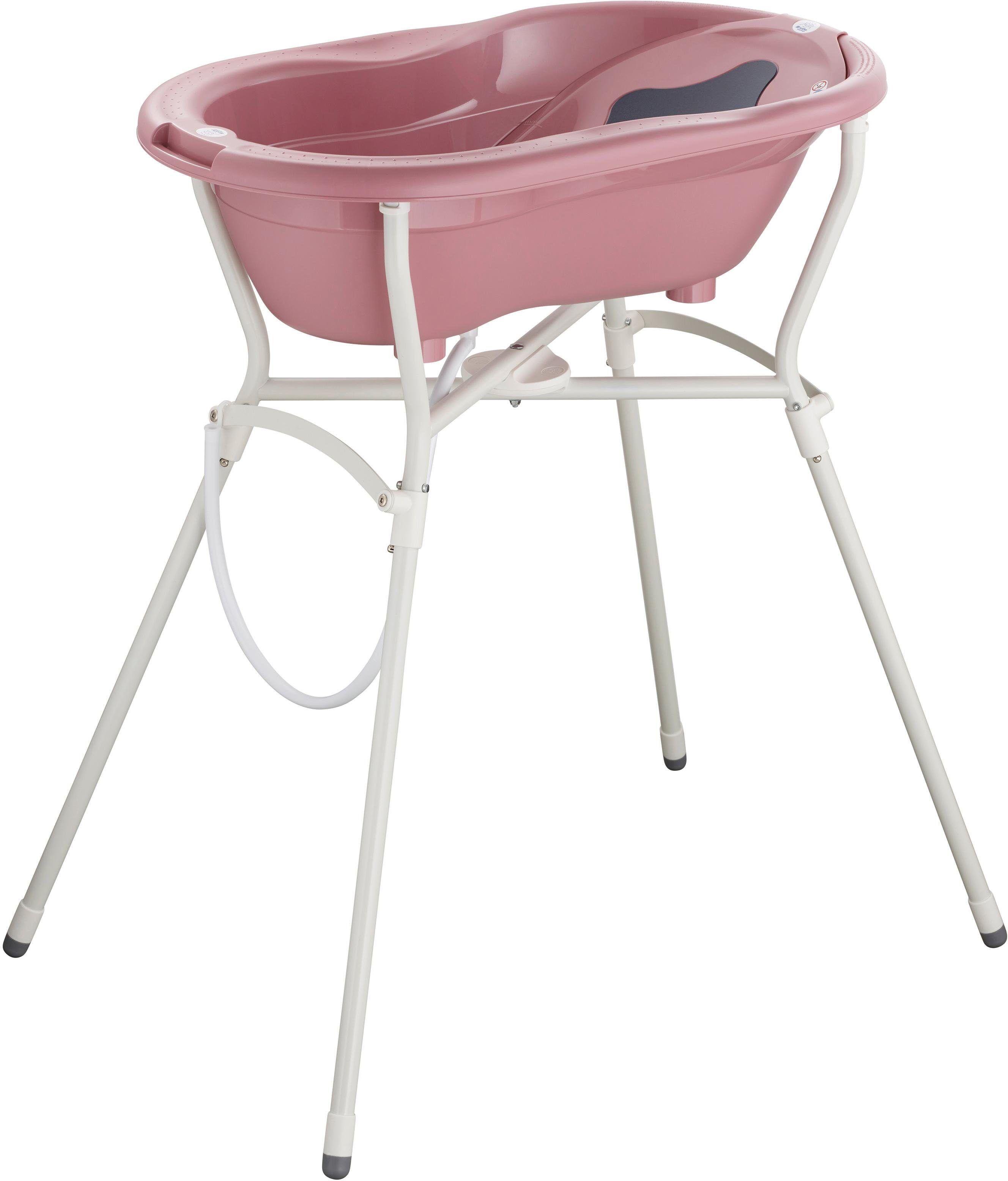 Rotho Babydesign Babybadewanne »Badelösung T0P mit Wannenständer«, (Set),... rosa