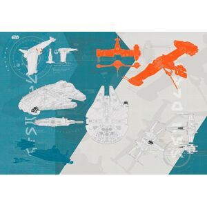 Komar Fototapete »Star Wars – Technical Plan« blau/weiss/orange  B/L: 368 m x 254 m