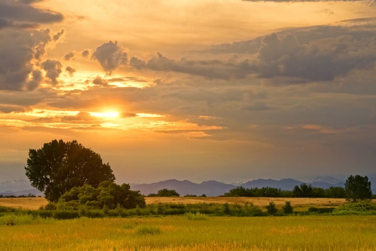 Papermoon Fototapete »Sonnenuntergangslandschaft«, Vliestapete, hochwertiger... bunt