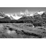 Papermoon Fototapete »Gebirge, Berge, Schnee, Frühling Schwarz & Weiss« schwarz/weiss  B/L: 4,00 m x 2,60 m