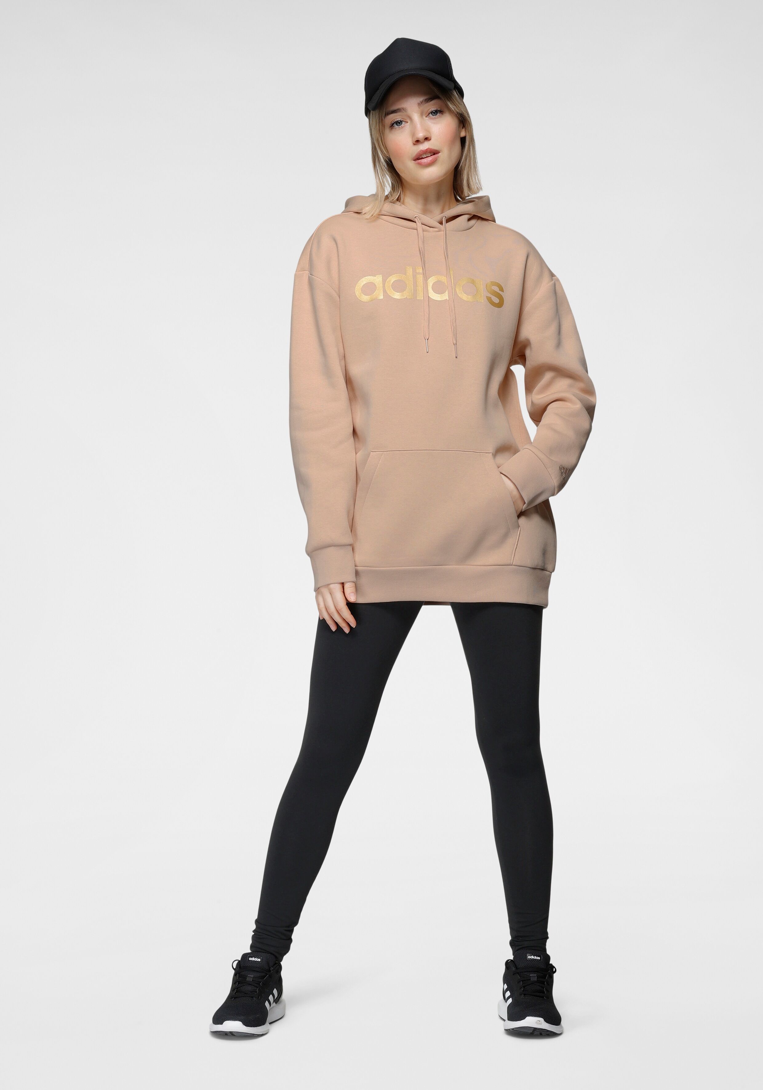 Adidas Performance Sweatshirt »WOMEN LINEAR OVERSIZED FLEECE HOODIE« rosa  L (44/46) M (40/42) S (36/38) XL (48/50) XS (32/34) XXL (52)