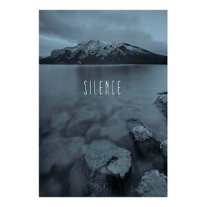 Komar Poster »Word Lake Silence Steel«, Natur, (1 St.) grau
