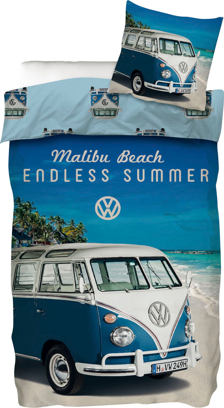 Volkswagen Wendebettwäsche »Malibu Beach«, (2 tlg.), mit VW Bus bunt