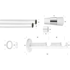 GARESA Gardinenstange »WHITE«, 2 läufig-läufig, Wunschmasslänge weiss  L: 270 cm   Ø 20 mm