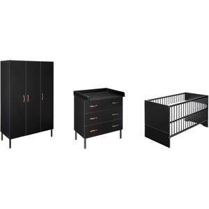 Schardt Babyzimmer-Komplettset »Camiel Black«, (3 St., Kinderbett, Schrank,... schwarz