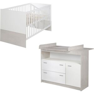 roba® Babymöbel-Set »Julia«, (Spar-Set, 2 St., Gitterbett, Wickelkommode) weiss/grau