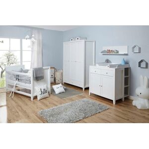 Ticaa Babyzimmer-Komplettset »Rosa«, (Set, 5 St., Bett + Wickelkommode +... Kiefer massiv weiss gewachst