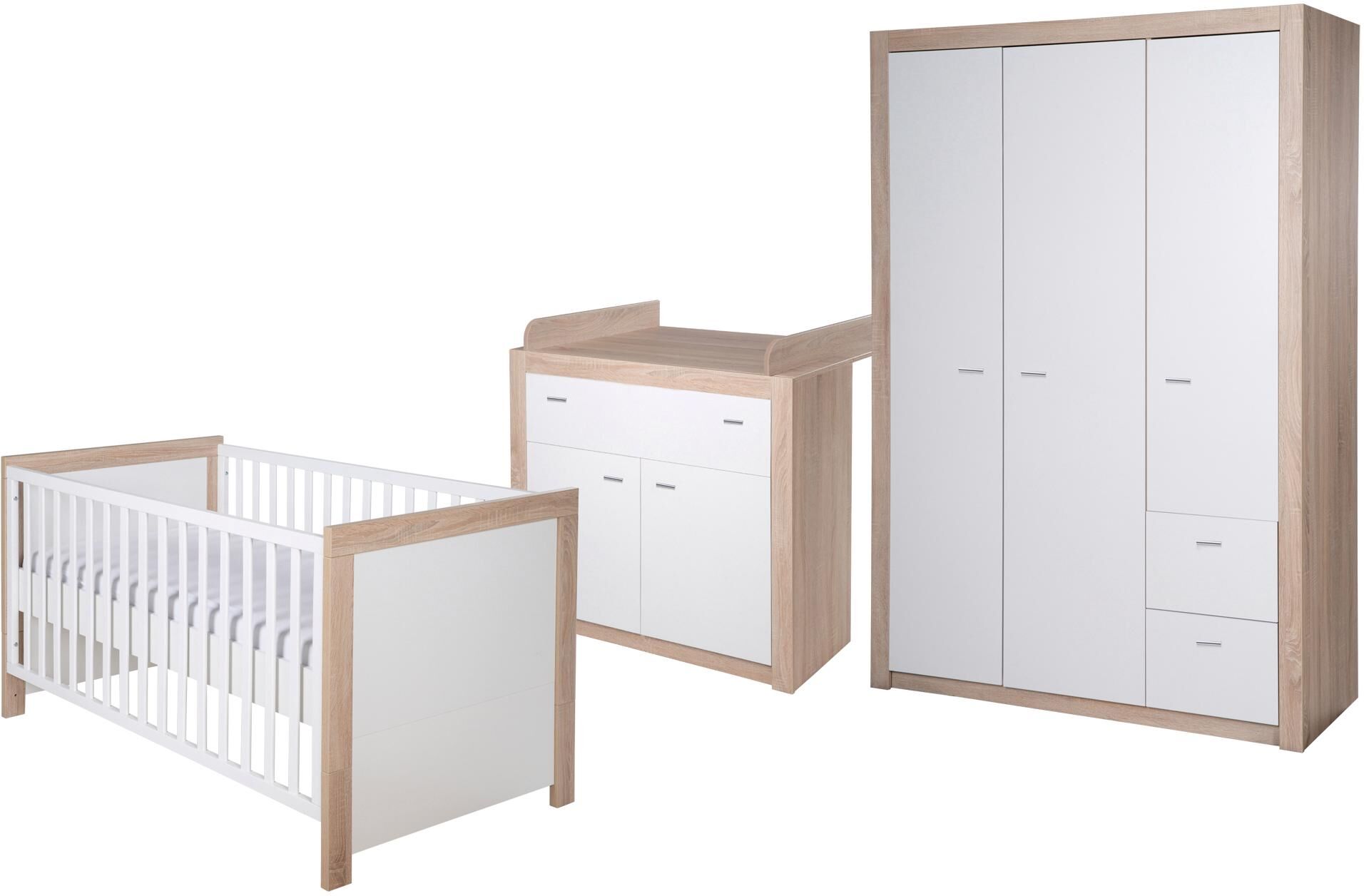 roba® Babyzimmer-Komplettset »Leni 2«, (Set, 3 St.), 3-türig; mit Kinderbett,... weiss