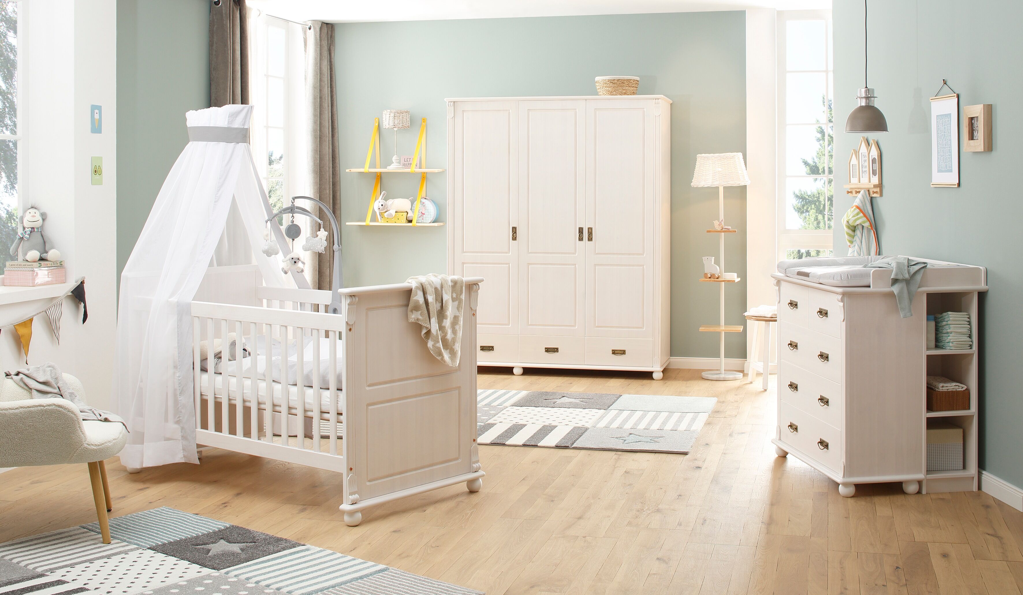 Lüttenhütt Baby Babyzimmer-Komplettset »Aimo«, (Set, 3 St.), aus Massivholz;... weiss