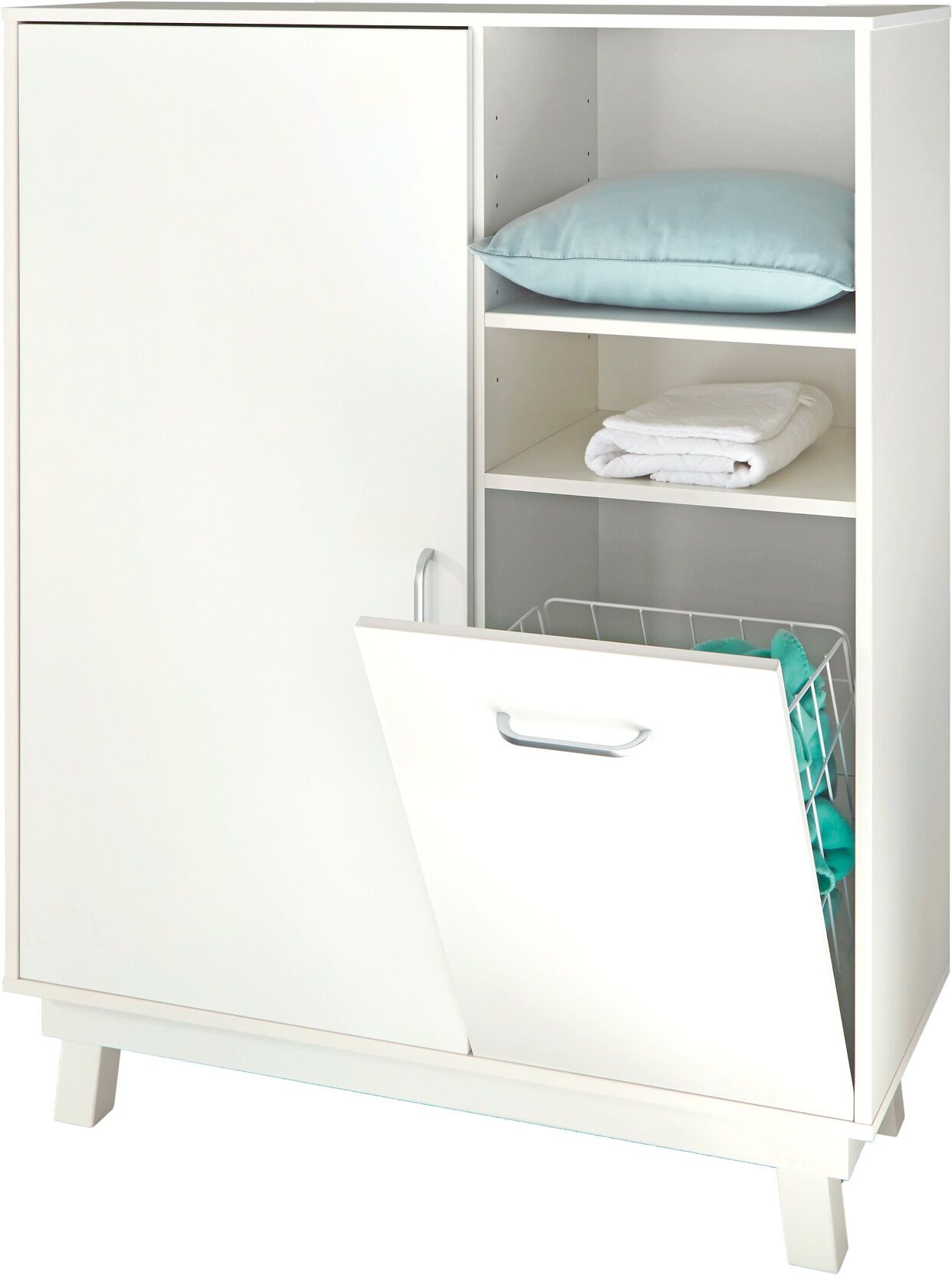 roba® Highboard »Nordic, weiss«, mit Wäschekorb; Made in Europe weiss