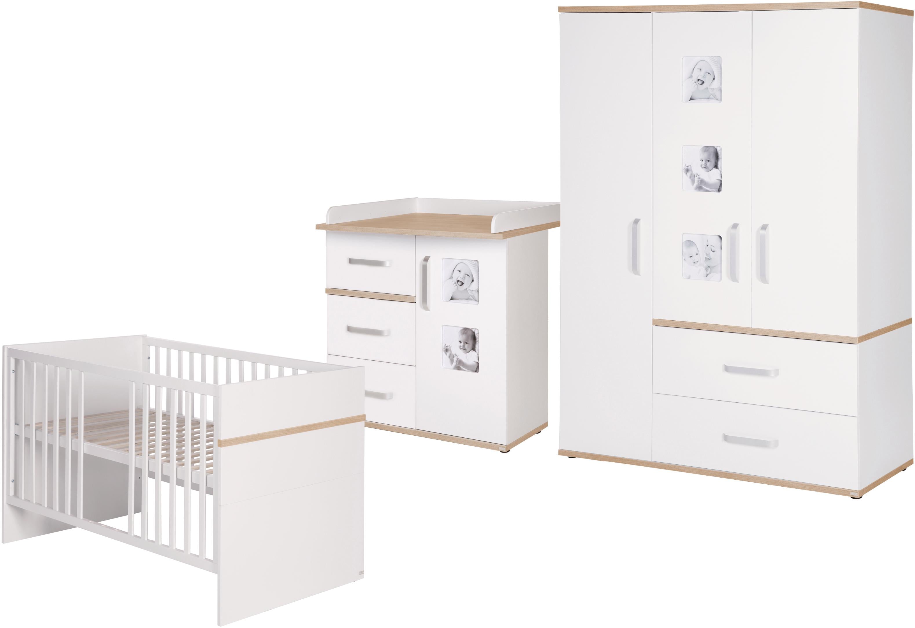 roba® Babyzimmer-Komplettset »Pia«, (Set, 3 St.), schmal; mit Kinderbett,... weiss