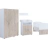 nonjoo Babymöbel-Set, (Set aus: Babybett, Kommode, Wickelaufsatz, Wandboard,... Eiche Desmond/Weiss