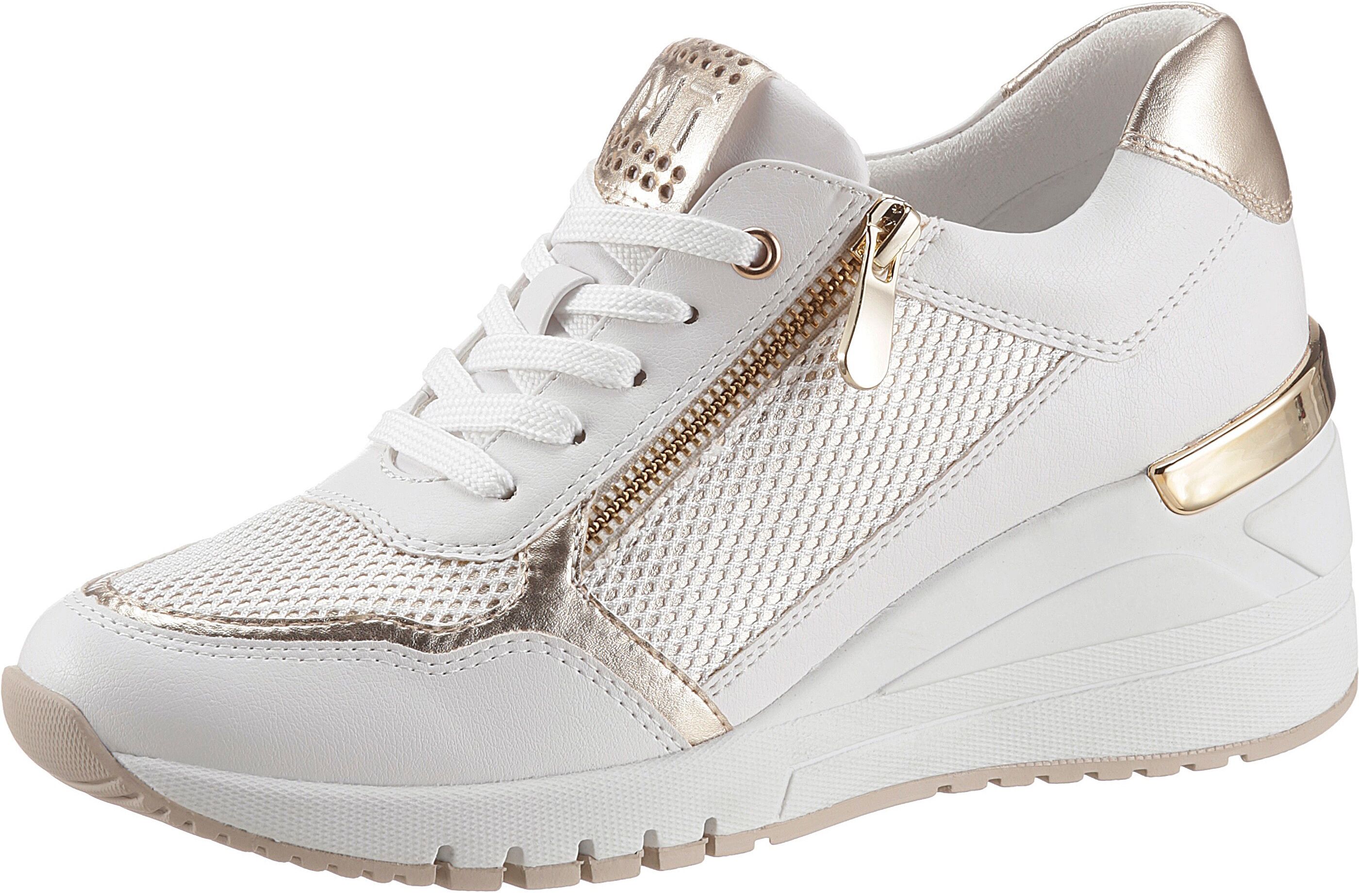 MARCO TOZZI Wedgesneaker, mit modischen goldfarbenen Details goldfarben  36 37 38 39 40 41 42