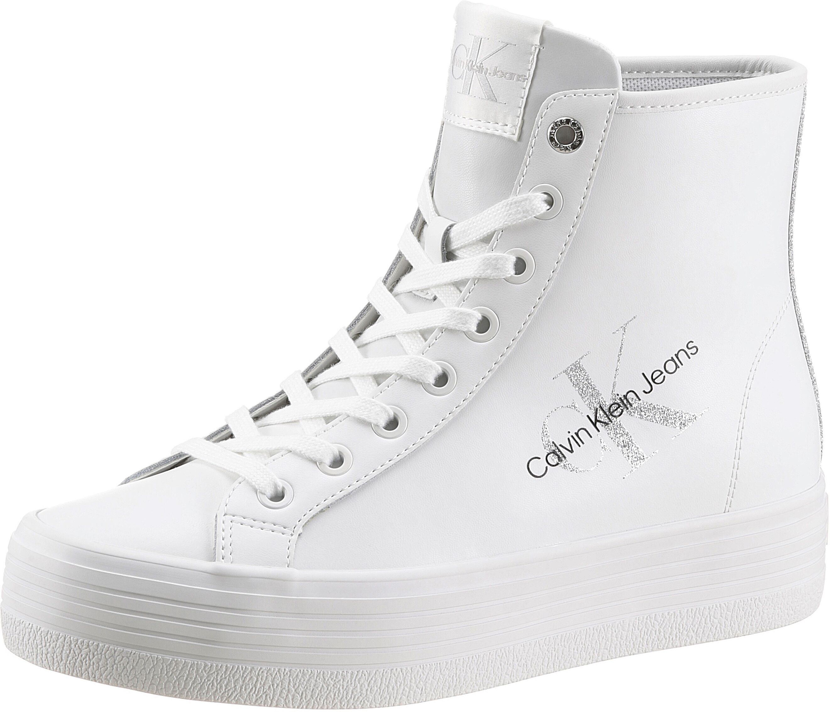 Calvin Klein Jeans Sneaker, mit Glitzerbesatz an der Ferse weiss  36 37 38 39 40 41