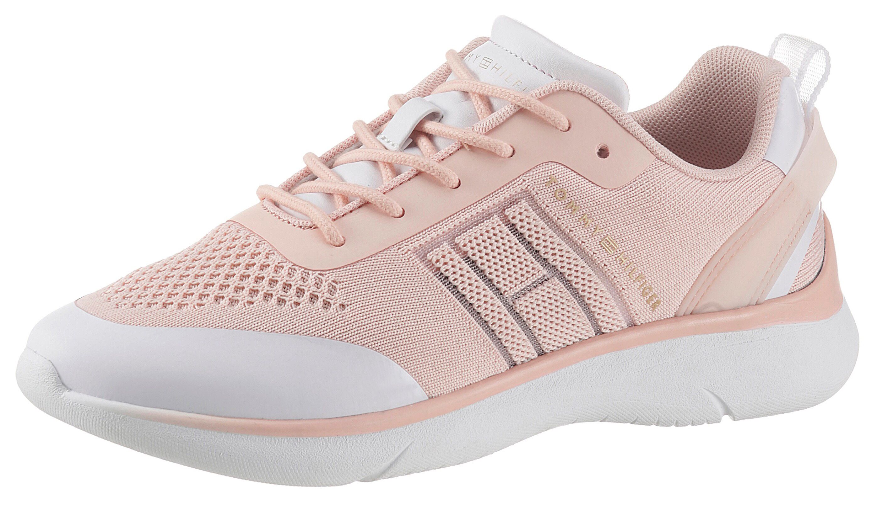 Tommy Hilfiger Keilsneaker »KNITTED LIGHT SNEAKER«, mit Metallicdetails rosa  36 37 38 39 40 41 42