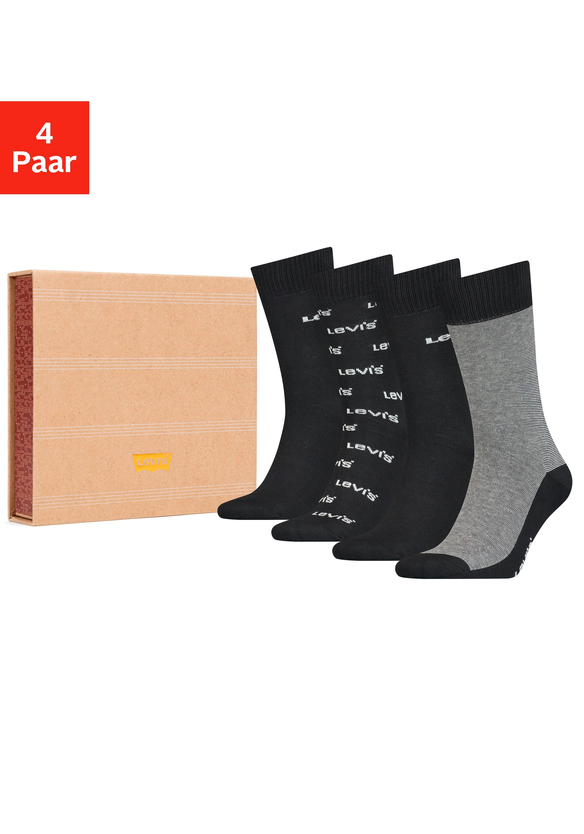 Levi's® Socken, (Box, 4 Paar), in edler Geschenkbox schwarz  39-42 43-46